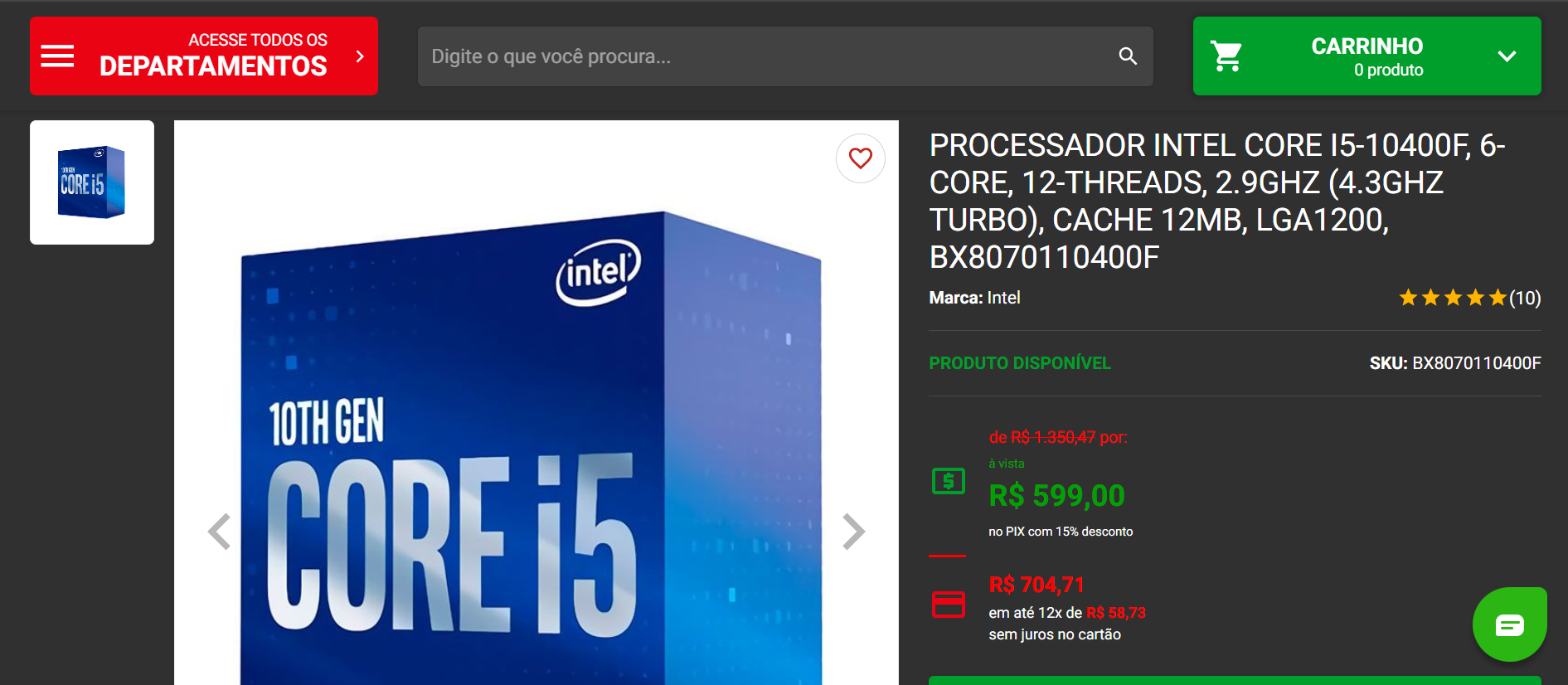 Intel Core i5 10400F