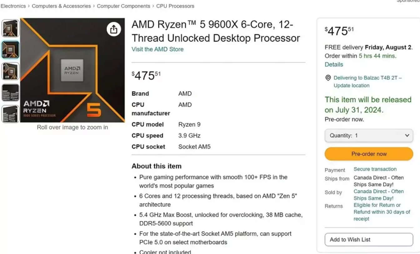 AMD Ryzen 5 9600X